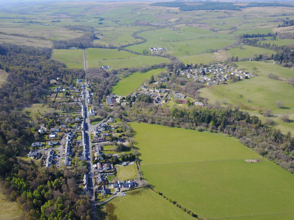 Aerial photo of Fintry from the East