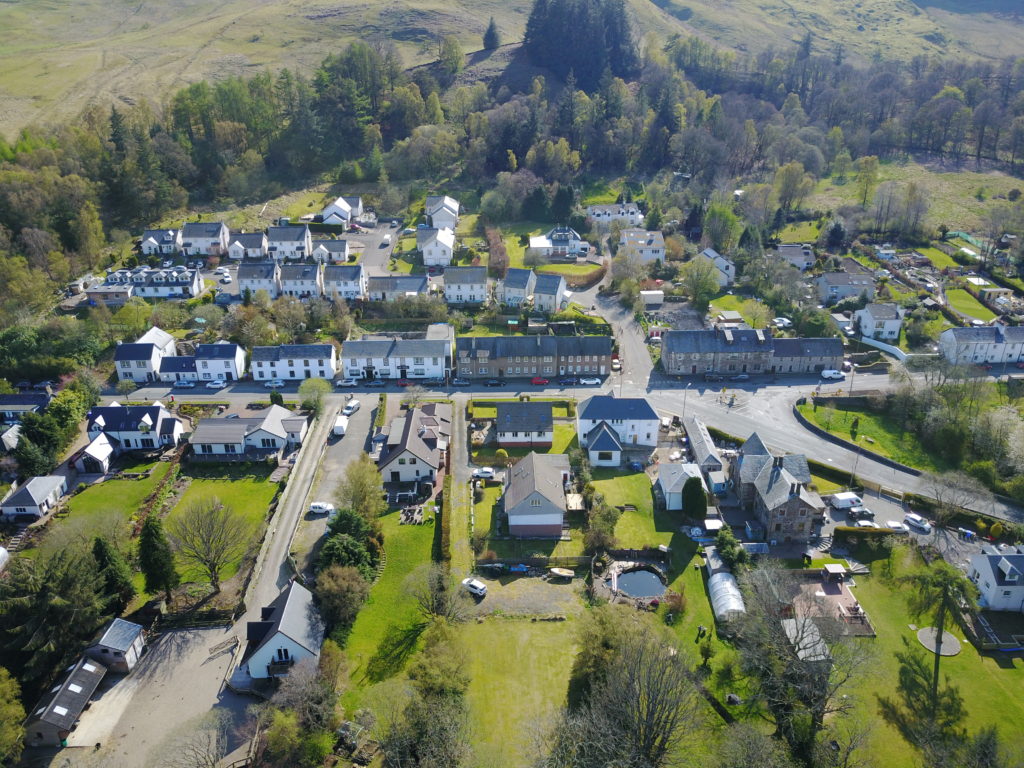 Aerial photo of Fintry from the North